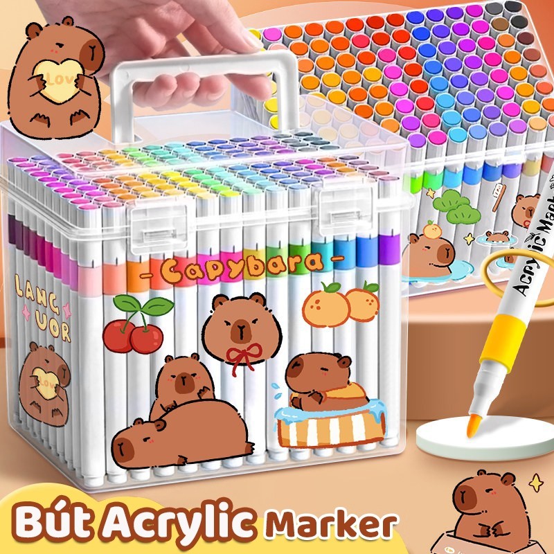 Bút Màu Acrylic Marker Cao Cấp Không Thấm Nước Bộ Màu, Phù Hợp Vẽ Tranh Trên Vải, Gỗ, Nhựa, Lý Tưởng Cho Học Sinh