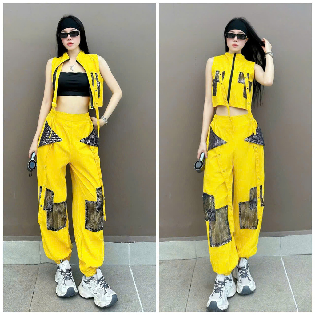 Bộ kaki bling thể thao cho đội nhóm làm đồng phục biểu diễn nhảy zumba, aerobic, shuffler dance...
