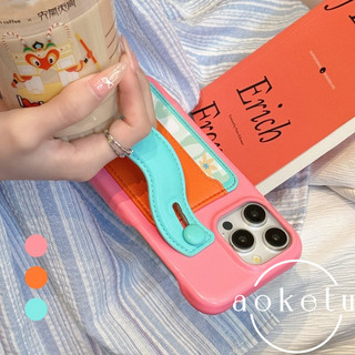 Chặn màu dây đeo cổ tay giữ thẻ chèn thích hợp cho vỏ điện thoại iPhone 17 Promax chèn thẻ sang trọng iPhone 16 / 15 / 14 / 13 / 12 / 11 da mới bao gồm tất cả vỏ chống rơi