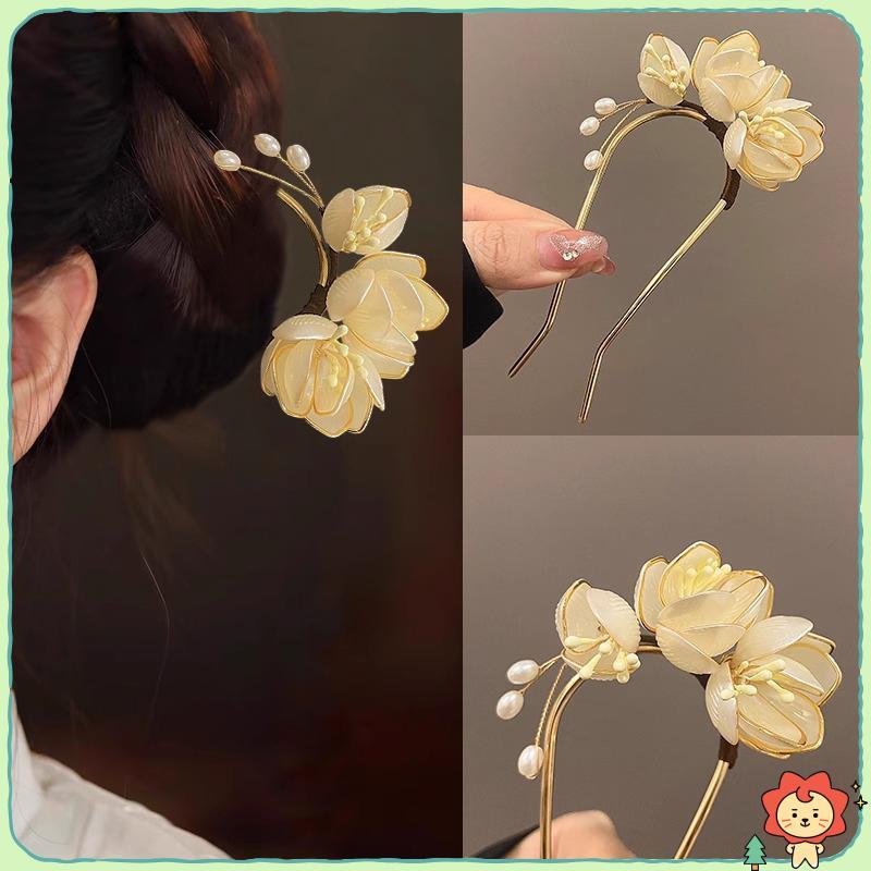 [Jielus] Kẹp tóc hợp kim cổ điển thanh lịch Thiết kế mộc lan Phụ kiện tóc Kiểu tóc Tăng cường Mũ trang trí Lược chải tóc