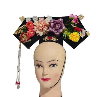 Cổ Hanfu Nhà Thanh Phim Truyền Hình Truyền Hình Nữ Hoàng Gege Lớn Kéo Cánh Cờ Đầu Phong Cách Cổ Tích Phù Hợp Với Cờ Fujin Phụ Kiện Tóc 1.1 IOPC