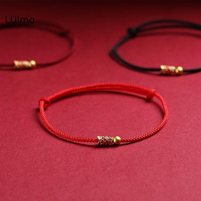 LUImo Tinh Tế May Mắn Sợi Đỏ Vòng Chân Cho Nam Nữ Koi Tay Dây Handmade Dây Vòng Tay Trang Sức Phụ Kiện Quà Tặng SBS