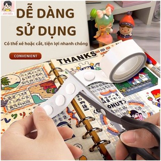 Băng keo chấm tròn​ chắc chắn​ với khả năng kết dính siêu dính​ từ 2 mặt, sau khi dán và gỡ hoàn toàn không để lại vết