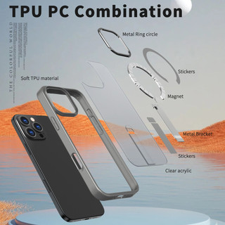 Ốp điện thoại giá đỡ kim loại từ tính mạnh mẽ cho iPhone 17 16 15 14 13 12 11 Pro Max Plus Vỏ cứng không khí