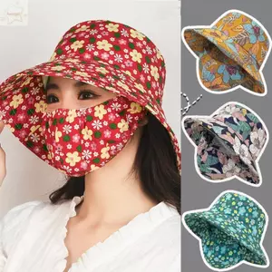 Mũ hái trà AWNGD và khăn choàng cổ bảo vệ, vành rộng chống tia cực tím