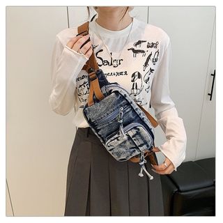 Phong Cách Mới Ngực Nam Nữ Retro Denim Ngực Túi Niche Thường Ngày Đi Lại Đeo Vai Túi Đa Năng Túi Nhỏ Hợp Thời Trang