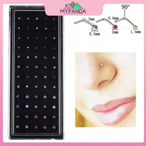 MYPANDA 60 Cái / bộ Thép không gỉ CZ Pha Lê Hình Chữ L Mũi Mũi Mũi Cơ Thể Khuyên.