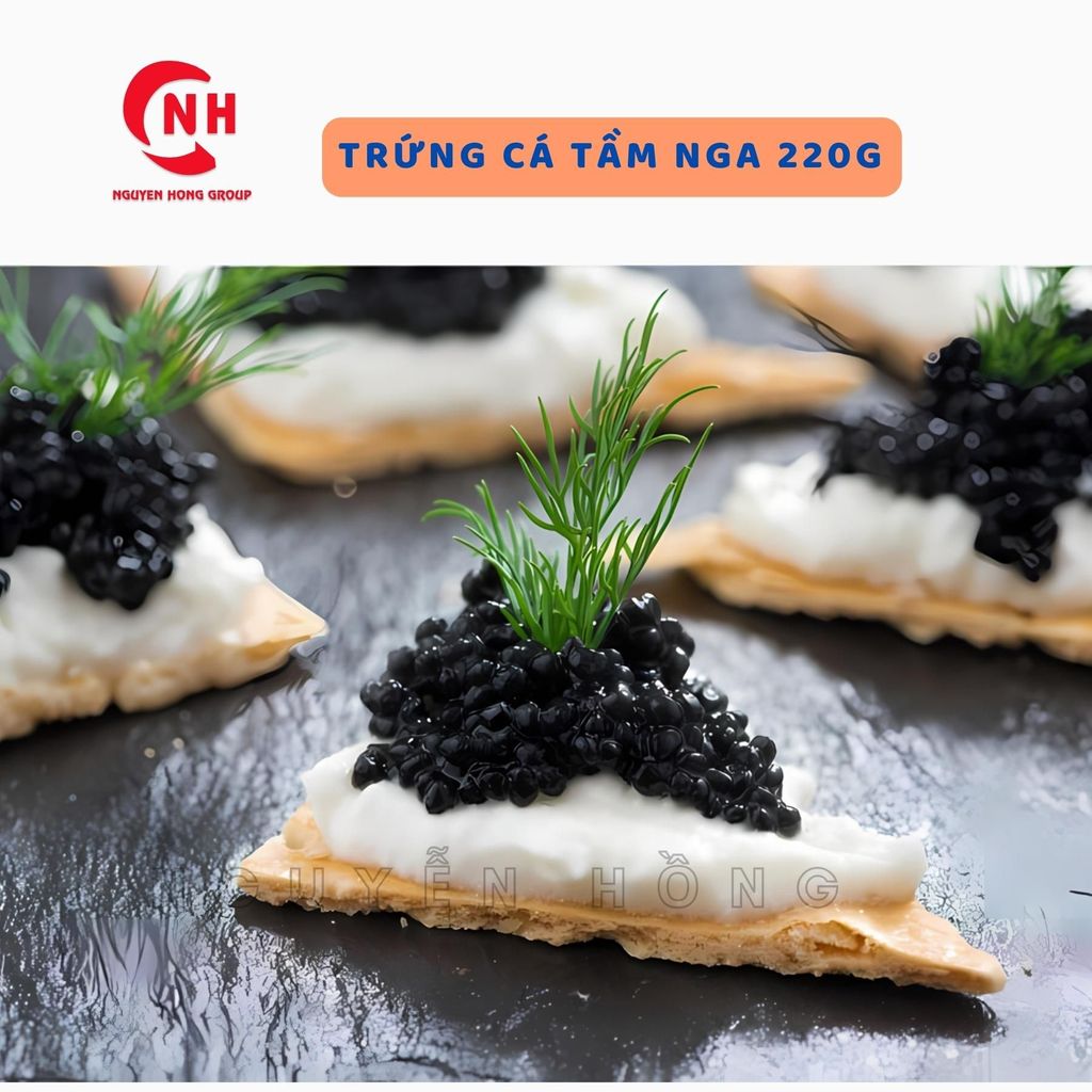 Trứng cá đen đóng hộp 220g nhập khẩu Nga thơm ngon ăn liền với sushi, salad Food Snack