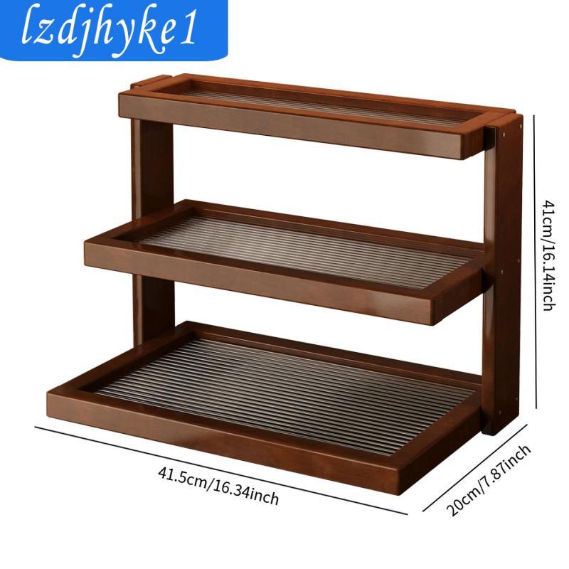 Vintage Hiển Thị Đứng Cho Cốc 3 Tầng Tre Acrylic Cốc Giá Để Bàn Kệ Sắp Xếp Cho Nhà Bếp Cafe Quầy