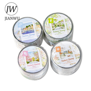 JIANWU Nature Stamp Series Vintage Season Plant Flower Snow Phong Cảnh Chất Liệu Cắt Băng Sáng Tạo DIY Tạp Chí Văn Phòng Phẩm