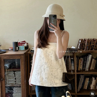 Áo 2 dây ren hoa dáng suông pha voan lưới tiểu thư , Áo hai dây buộc nơ vai phong cách Hàn Quốc