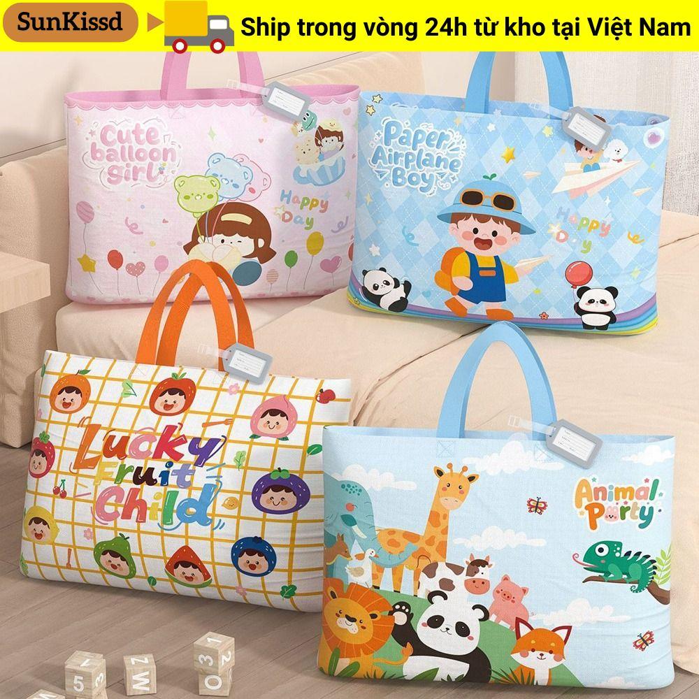 Túi đựng đồ mẹ và bé SUNKISSD dung tích lớn, in hình hoạt hình, gập gọn đa năng cho học sinh
