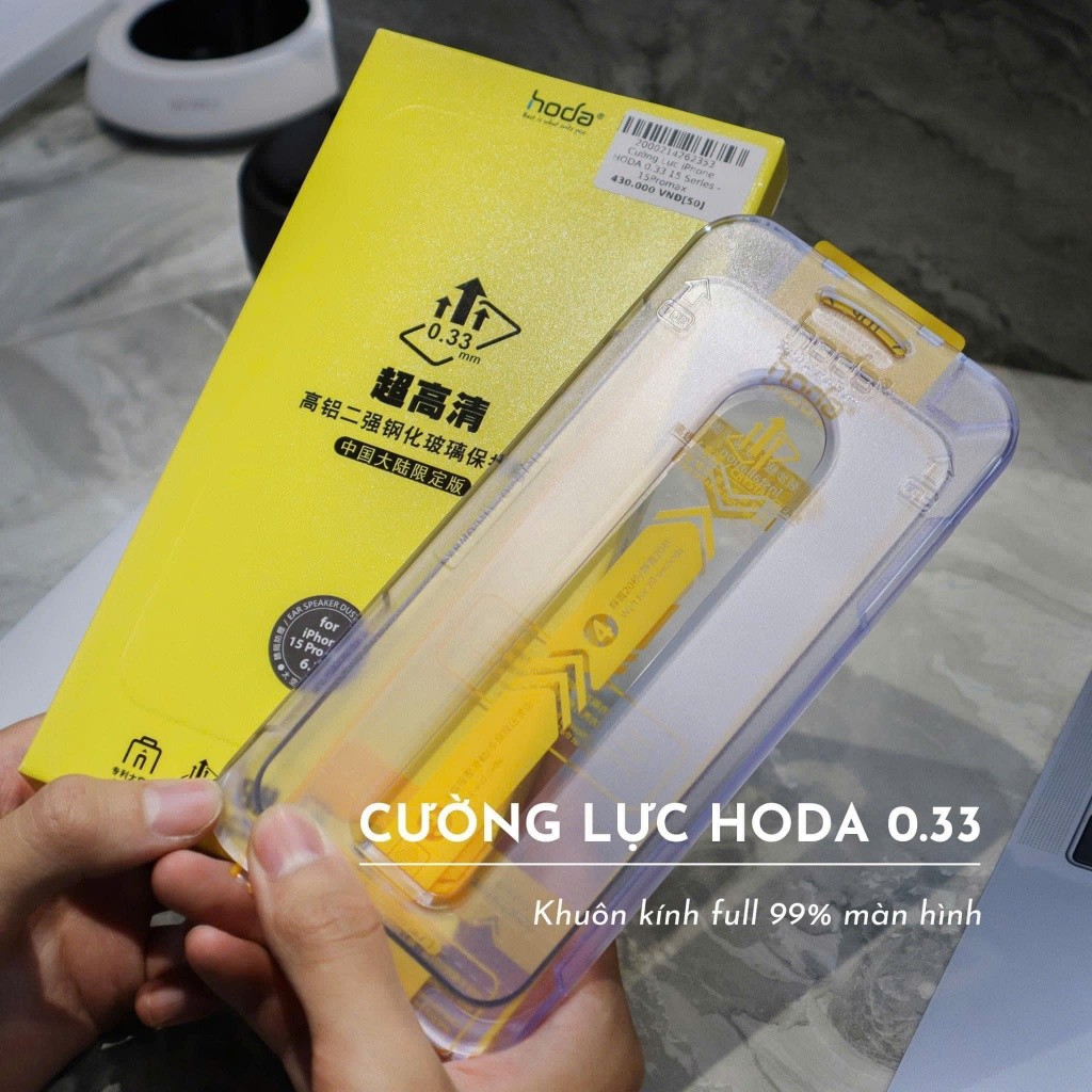 [Chính Hãng] Kính Cường Lực Hoda Dust-Free 0.33mm Cho IP13-18 Series - Độ Cứng 9H, Tự Lấy Bụi, Kèm Khung Trợ Dán Smart