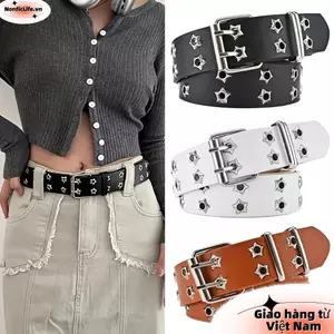 Thắt lưng da Nordiclife với thiết kế gothic và đinh tán ngôi sao, phù hợp style punk rock và hip hop