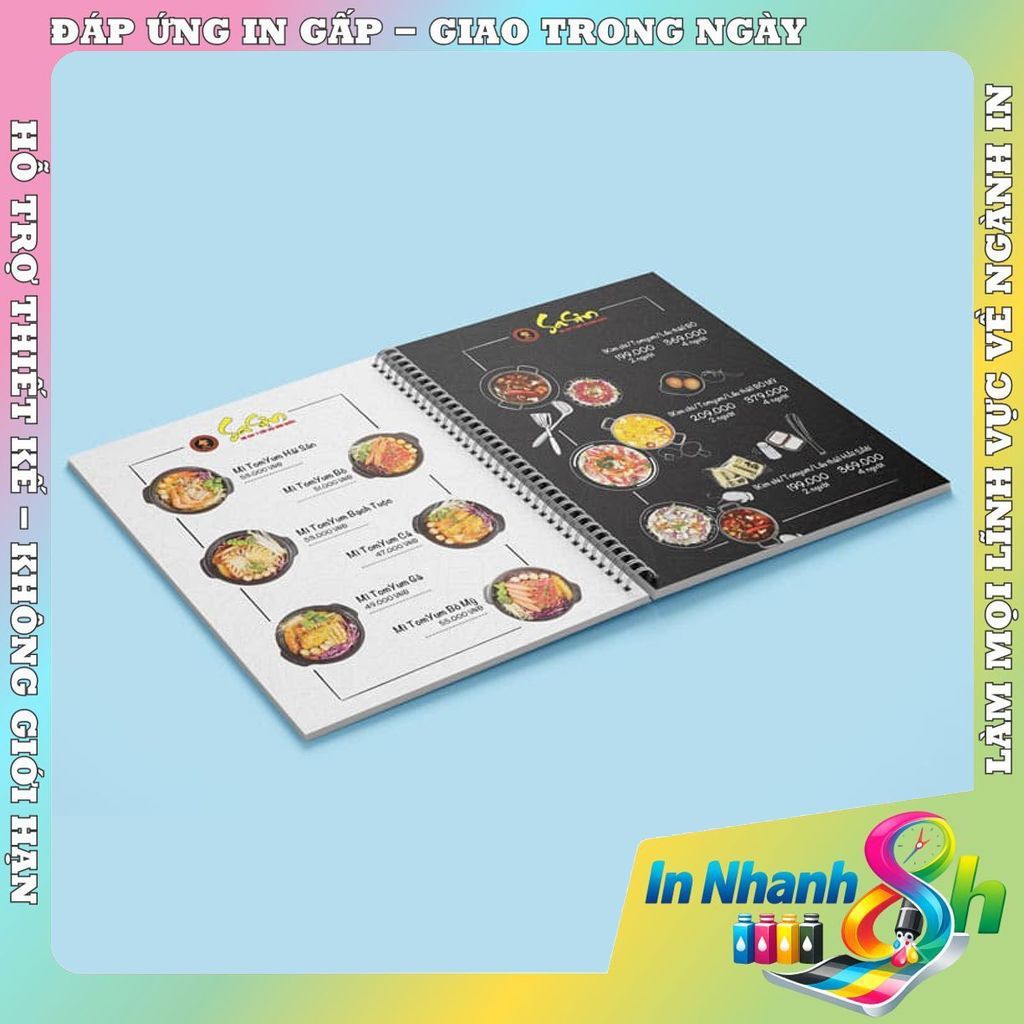 Menu Nhựa PVC Cao Cấp Cho Quán Ăn, Cafe – Chống Nước 100%, Màu Sắc Sắc Nét, Thẩm Mỹ Cao