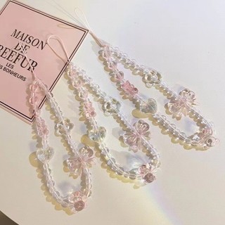 Mặt dây chuyền ngọc trai dễ thương màu hồng cho tất cả các mô hình Trường hợp điện thoại Vòng đeo tay Lanyard