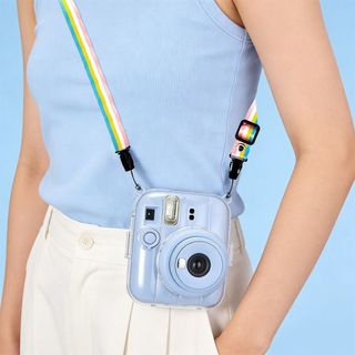 Camera tức thì HOBBYIN, Vỏ bảo vệ chống sốc dây đeo cầu vồng, Túi đeo vai trong suốt pha lê chống trầy xước cho chụp ảnh Fujifilm Instax Mini 13