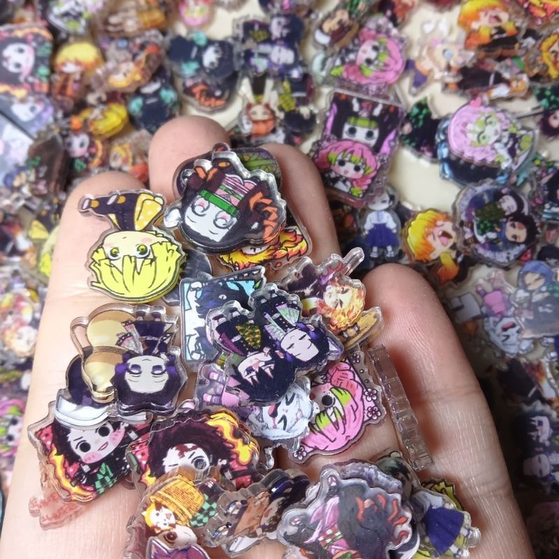 Demon Slayer Mini Acrylic Flatbacks - 2cm & 4cm Anime Nhân Vật Trang Trí Vỏ Điện Thoại, DIY Slime Shaker Charms, Đồ Dùng Thủ Công Bằng Nhựa