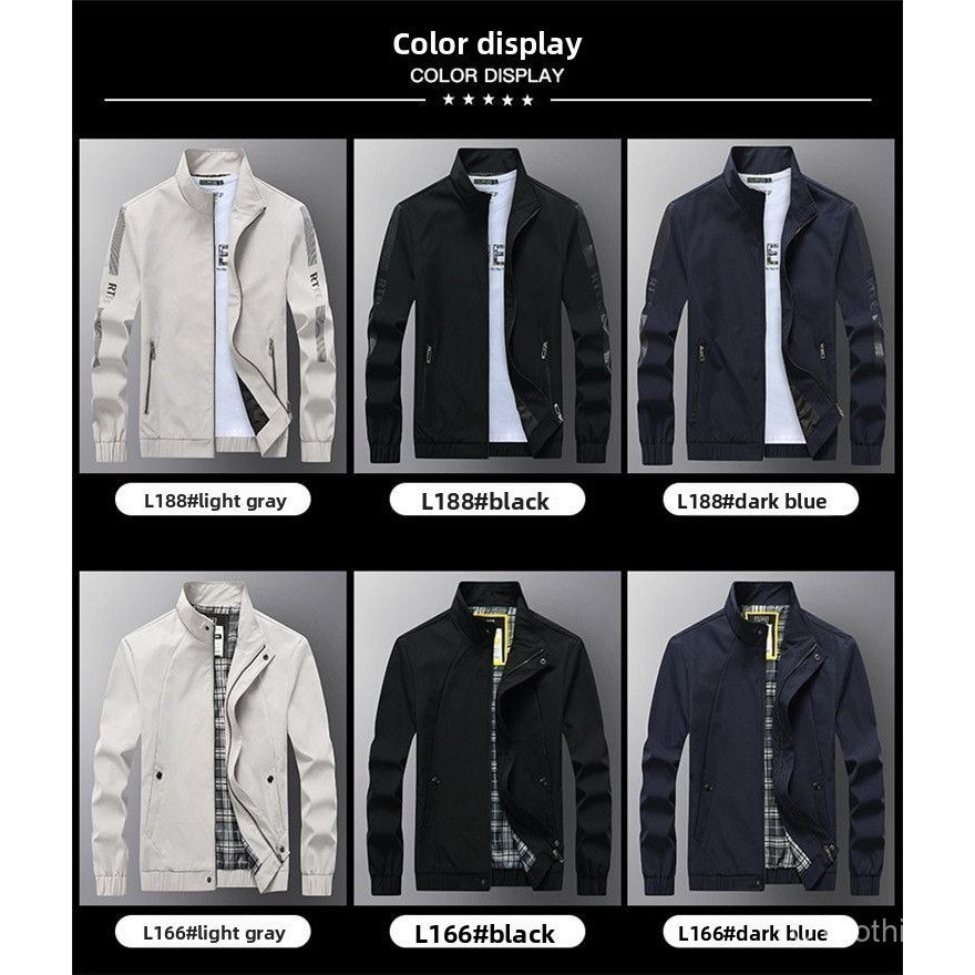 Áo Khoác Cổ Đứng Slim Fit Polyester Thoáng Khí, Phù Hợp Mùa Xuân và Thu
