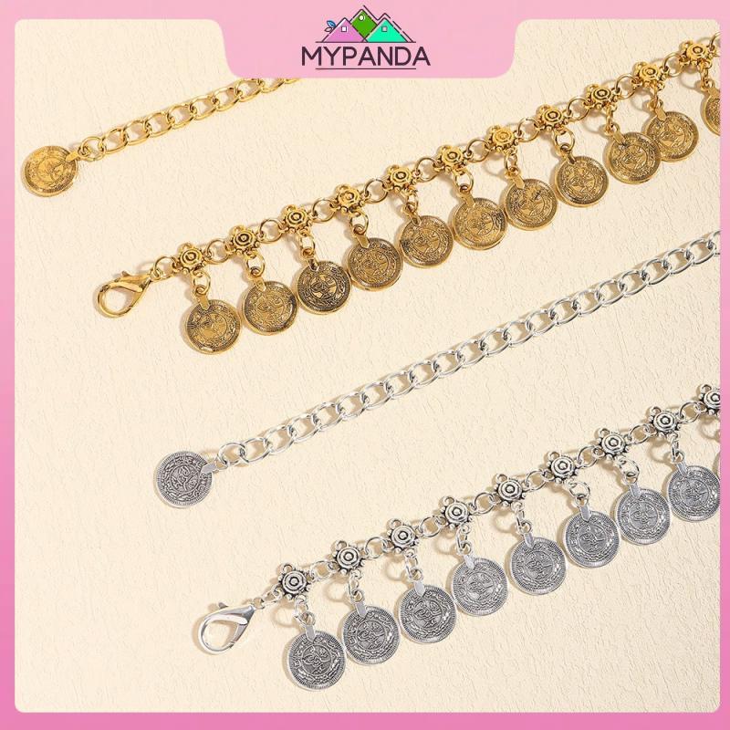 MYPANDA Thắt lưng khiêu vũ chất lượng cao phong cách dân tộc, bụng điều chỉnh dây vàng - Phụ kiện thời trang