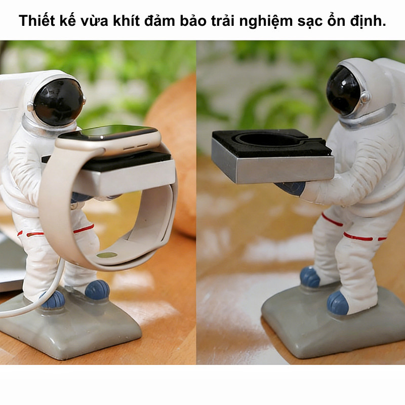 Đế sạc đồng hồ thông minh hình phi hành gia, nhựa cứng , ổn định, dùng iWatch, quà tặng trang trí