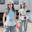 Bé Gái Phiên Bản Hàn Quốc Xù Áo Thun Tay Ngắn Mùa Hè Trẻ Em Cổ Tròn Slim-Fit Top