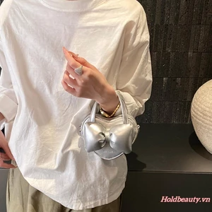 Túi xách nữ hình trái tim Túi đeo vai đeo chéo Mini trang trí nơ nhỏ có dây đeo vai có thể điều chỉnh