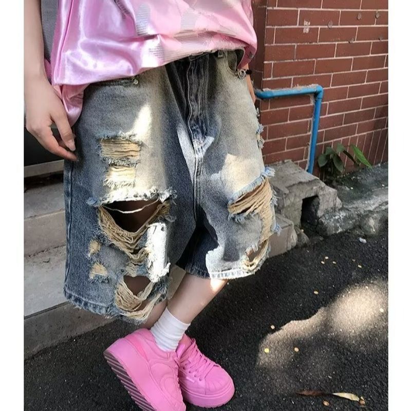 VG quần đùi nam Denim Rách, Phù Hợp Dạo Phố Hàng Ngày
