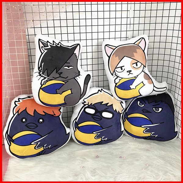 ST2 Haikyuu!! Gối Mèo Sang Trọng Đệm Shoyo Hinata Kenma Kageyama Tsukishima Búp Bê Nhồi Bông Hai Mặt Trang Trí Hoặc