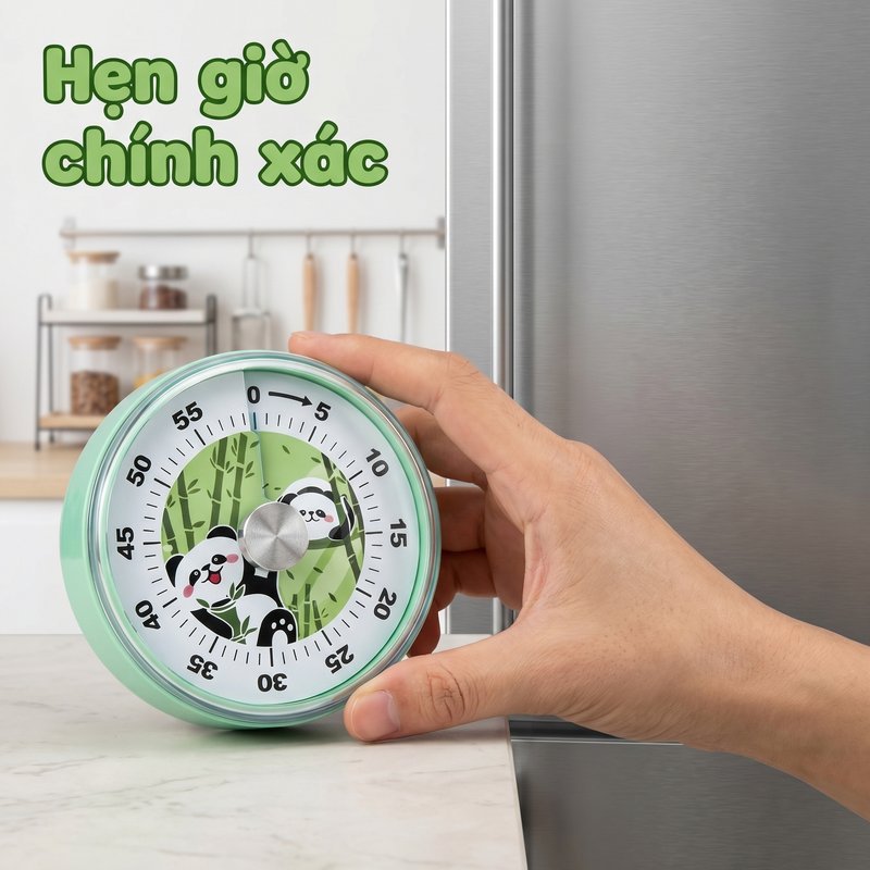 đồng hồ hẹn giờ bấm giờ đếm ngược 60 phút nam châm cơ học im lặng học tập nấu ăn trẻ