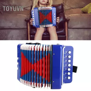 Toyuvn Trẻ em 7 phím 2 Bass Mini nhỏ Accordion Giáo dục Nhạc cụ Nhịp điệu Đồ chơi