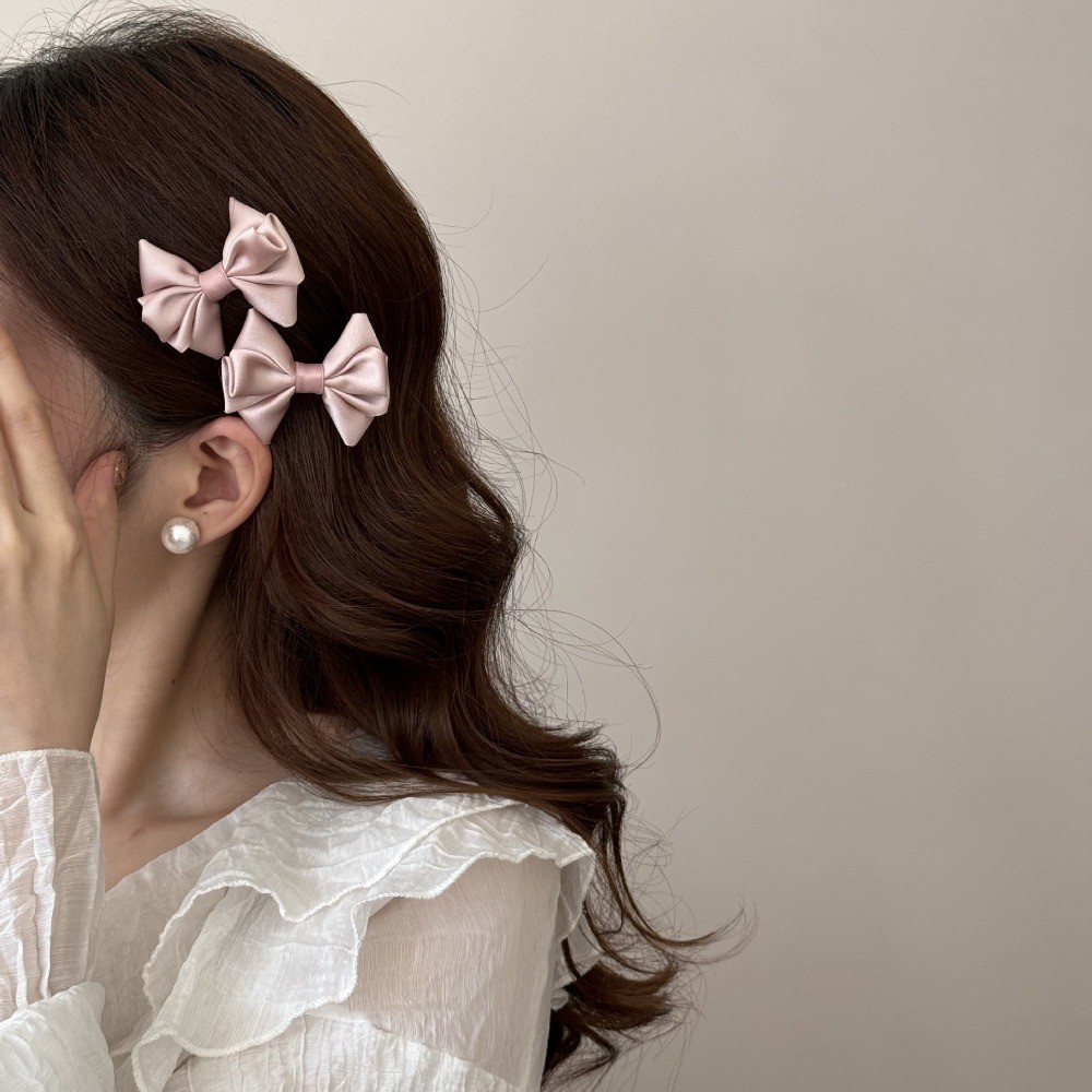 Kẹp tóc mỏ vịt satin mặt nơ nhỏ, thiết kế quá khổ cho nữ