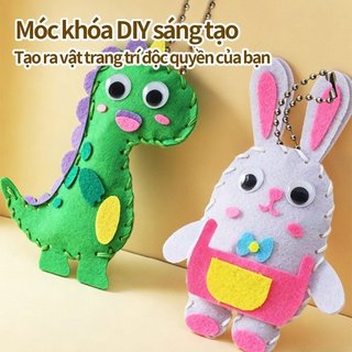 Bộ may vá DIY thú bông cho bé – An toàn – Tự tay làm móc khóa xinh – Phụ kiện: kim, chỉ, bông, mắt thú, hộp đựng