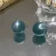 Bông tai băng trong suốt hạt màu xanh thiết kế niche sang trọng và đơn giản cho mùa hè