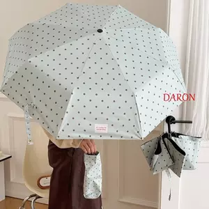 Ô dù chấm bi DARON, Ô gấp nhẹ công dụng kép, Ô chống tia cực tím cầm tay 8 vòng cầm tay hình chữ U di động Mùa hè