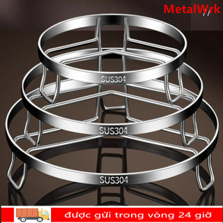 Giá để chảo hấp METALWRK, Giá hấp nhà bếp bằng thép không gỉ tròn, Khay hấp trứng có thể xếp chồng lên nhau đa chức năng