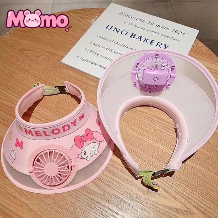 Mũ che nắng Sanrio Kids mới 2026 có quạt tích hợp, chống nắng cho bé trai bé gái