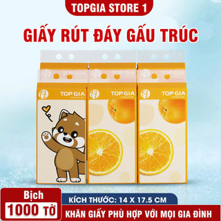 Khăn Giấy Rút Treo Tường TopGia Gấu Trúc 4 Lớp 1000 Tờ, Bột Tre Nguyên Chất, Thấm Hút Tốt, Dai, Mềm