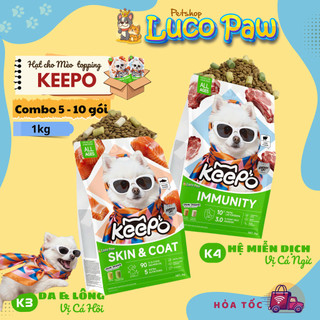 Thức Ăn Cho Chó Keepo K3 & K4 Combo 5 gói 1kg – Da Lông Óng Mượt, Xương Khớp & Tăng Cường Miễn Dịch