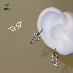 <![Mina] Bộ trang sức gồm bông tai và mặt dây chuyền hình cánh thiên thần sáng bóng - Quà tặng hoàn hảo cho ngày sinh nhật của nàng