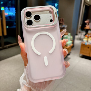 Ốp điện thoại từ tính mờ có giá đỡ ống kính cho iPhone 17 16 15 14 13 12 Pro Max 16 15 14 Plus Bảo vệ nút chống rơi bán trong suốt Vỏ đơn giản thời trang