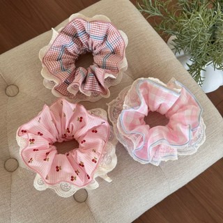 Hульulu Scrunchy Tóc Kẻ Sọc Ren Anh Đào, Nhiều Lớp, Hẹp Waist - Phụ Kiện Tóc Thời Trang