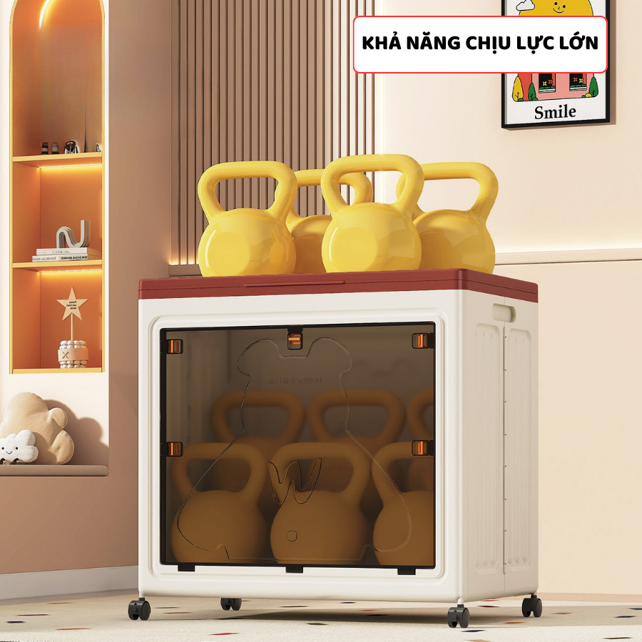 Thùng Nhựa Đựng Đồ ENODA HOME Dung Tích Lớn, Hộp Đựng Quần Áo, Chăn Màn Gấp Gọn, Có Bánh Xe Di Chuyển Q432