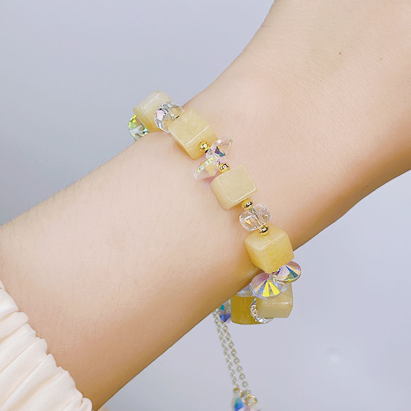 Vòng tay pha lê hình khối đường đơn giản mới