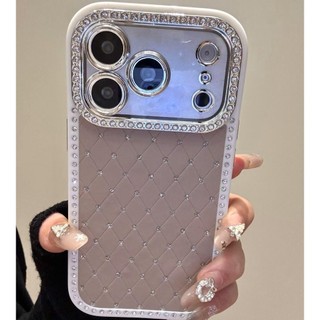 Vỏ điện thoại di động mũi khoan âm thanh nổi kim cương màu trơn tiên tiến phù hợp cho iPhone17 16 15 14 13 Pro Max bảo vệ camera chống sốc chống rơi mặt sau cứng