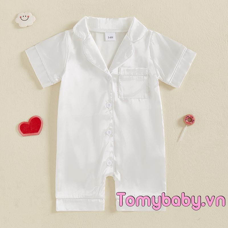Bộ đồ ngủ ngắn tay bằng vải Satin cho bé trai bé gái