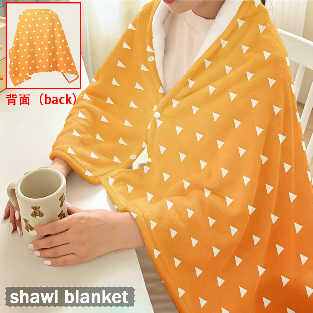 Chăn nút bấm Demon Slayer Flannel, Khăn choàng Flannel đa chức năng, có thể đeo để sử dụng tại văn phòng, Thiết bị du lịch ngoài trời.