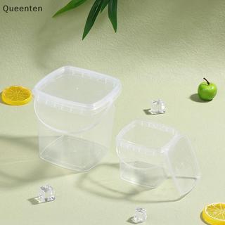 Queenten 1Pc 280ML / 500ML / 1L Xô nhựa rỗng có nắp Bình PP kín khí Hộp đựng trong suốt để bảo quản thực phẩm số lượng lớn Xô đồ uống QT