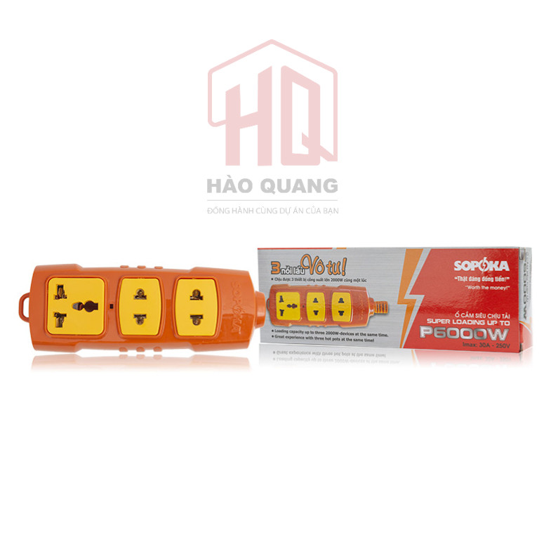 3 Cái Ổ Cắm Công Suất Lớn SOPOKA – Chống Cháy – Chịu Tải Cao