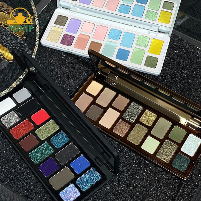 YOVIP DIKALU Bảng Phấn Mắt 16 Màu Trang Điểm Nữ Lâu Dài Ngọc Trai Sáng Bóng Hồng Xanh Xanh Xanh Phấn Mắt Bảng Lấp Lánh VN